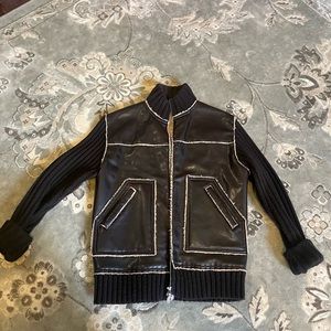 Men’s Faux leather and knit jacket, vintage Y2K